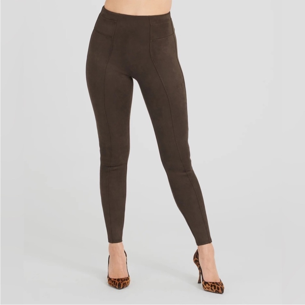 Spanx Chocolate Brown Faux Suede Leggings Size Small - Picture 4 of 13